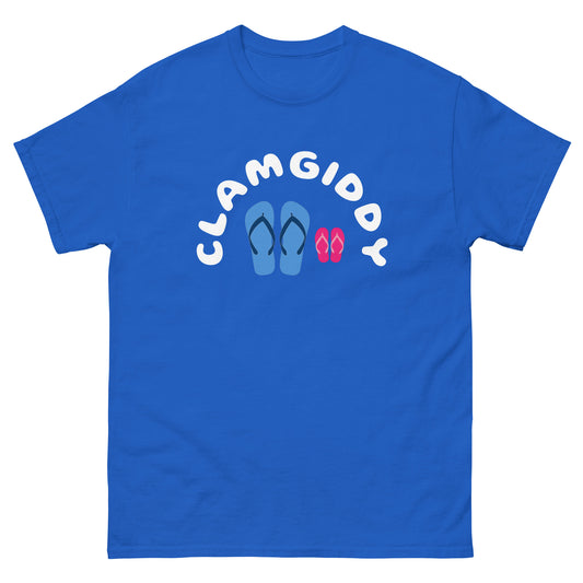 DAD DAUGHTER BEACH DAY FROM CLAMGIDDY Men's classic tee